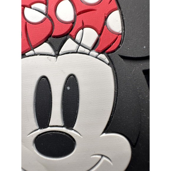 Disney Minnie Mouse Luggage Travel Tag Black Red Rubber Material 6"x4" - Picture 3 of 9